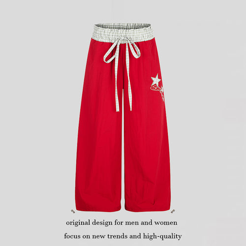 Damen Palazzo-Loungehose mit hohem Kordelzugbund, kariertem Komfortbund und Stern-Applikation Shop Nory