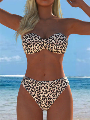 Damen Bandeau-Bikini mit hochwertigem Animal-Print und optimalem Tragekomfort Shopnory