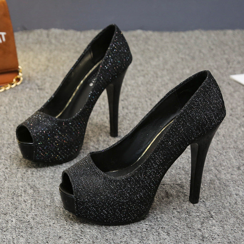 Damen Peep-Toe High Heels mit schickem Metallic-Akzent und bequemem Innenfutter