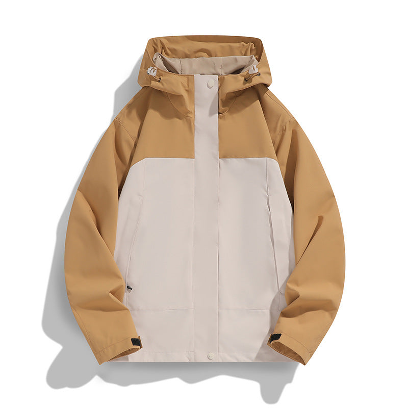 Herren Zweifarbige Softshell-Fieldjacke mit Kapuze, winddichtem Obermaterial und minimalistischen Eingriffstaschen Shop Nory