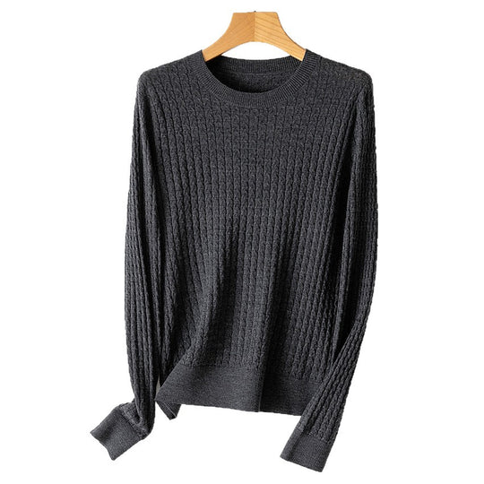 Damen Feinstrickpullover mit Zopfstrickmuster und Rundhalsausschnitt Shop Nory