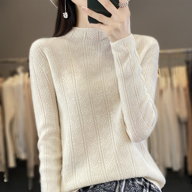 Damen Strukturierter Mockneck-Pullover aus kaschmirähnlicher Wollmischung Shop Nory