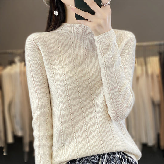 Damen Strukturierter Mockneck-Pullover aus kaschmirähnlicher Wollmischung Shop Nory