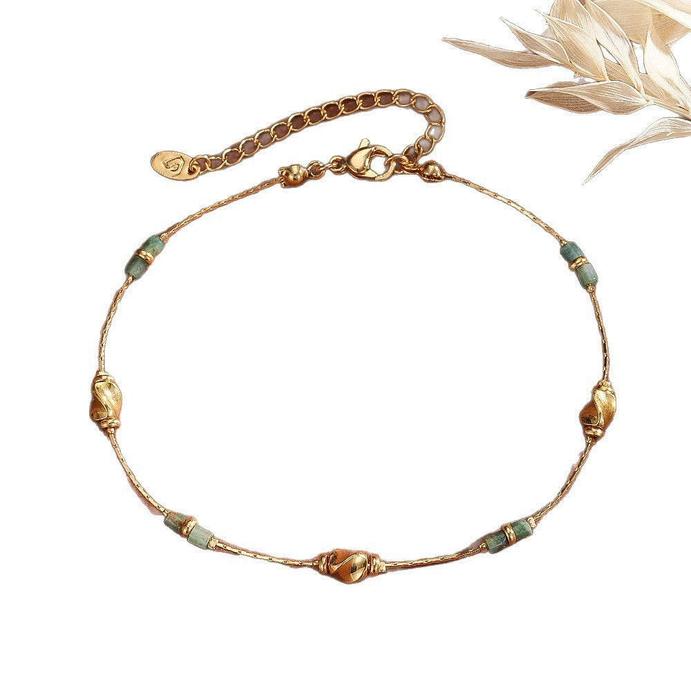 Filigranes Fußkettchen mit Perlenakzenten und Verstellbarem Karabiner