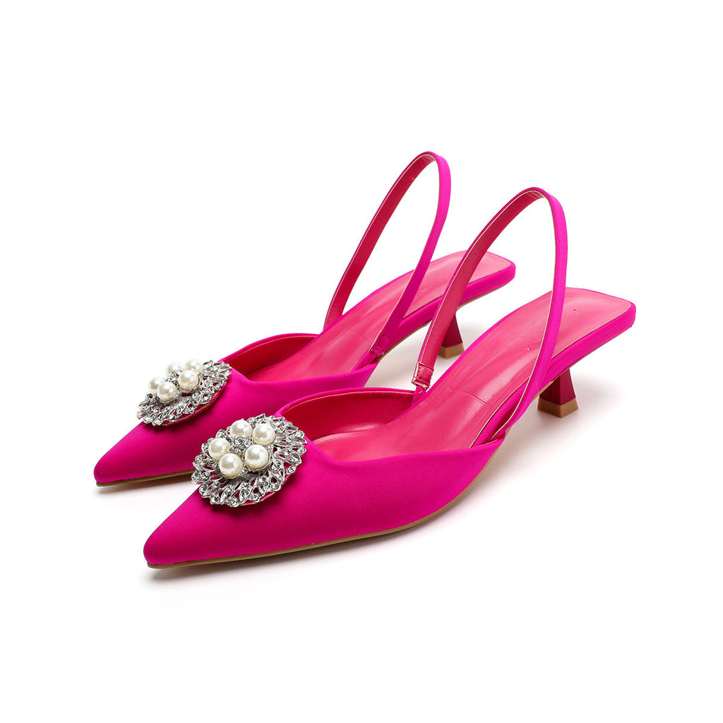 Damen Sling-Pumps mit elegantem Perlenschmuck und bequemer Laufsohle