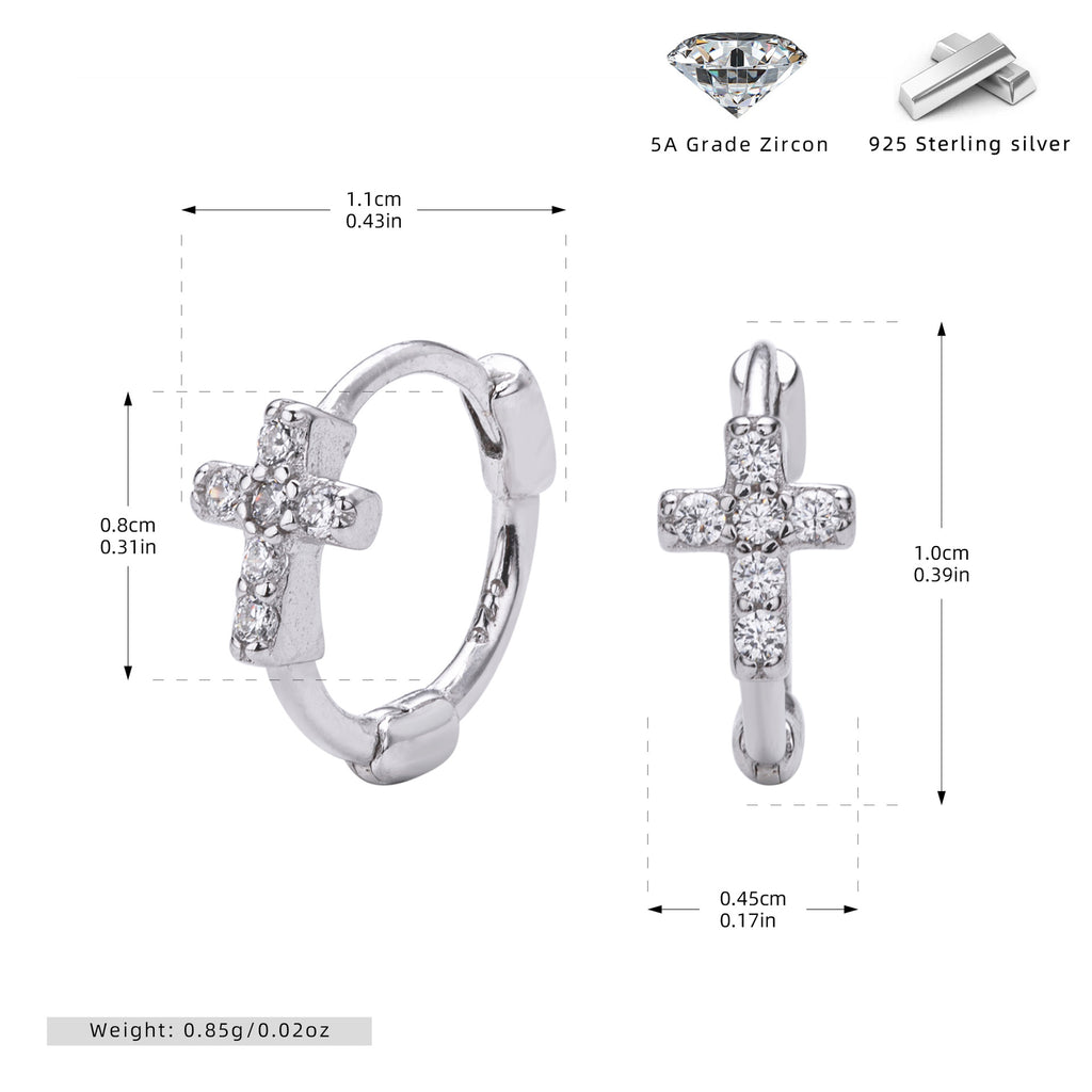 Damen Ohrhänger mit funkelndem Kreuzdesign aus 925 Sterling Silber Shop Nory