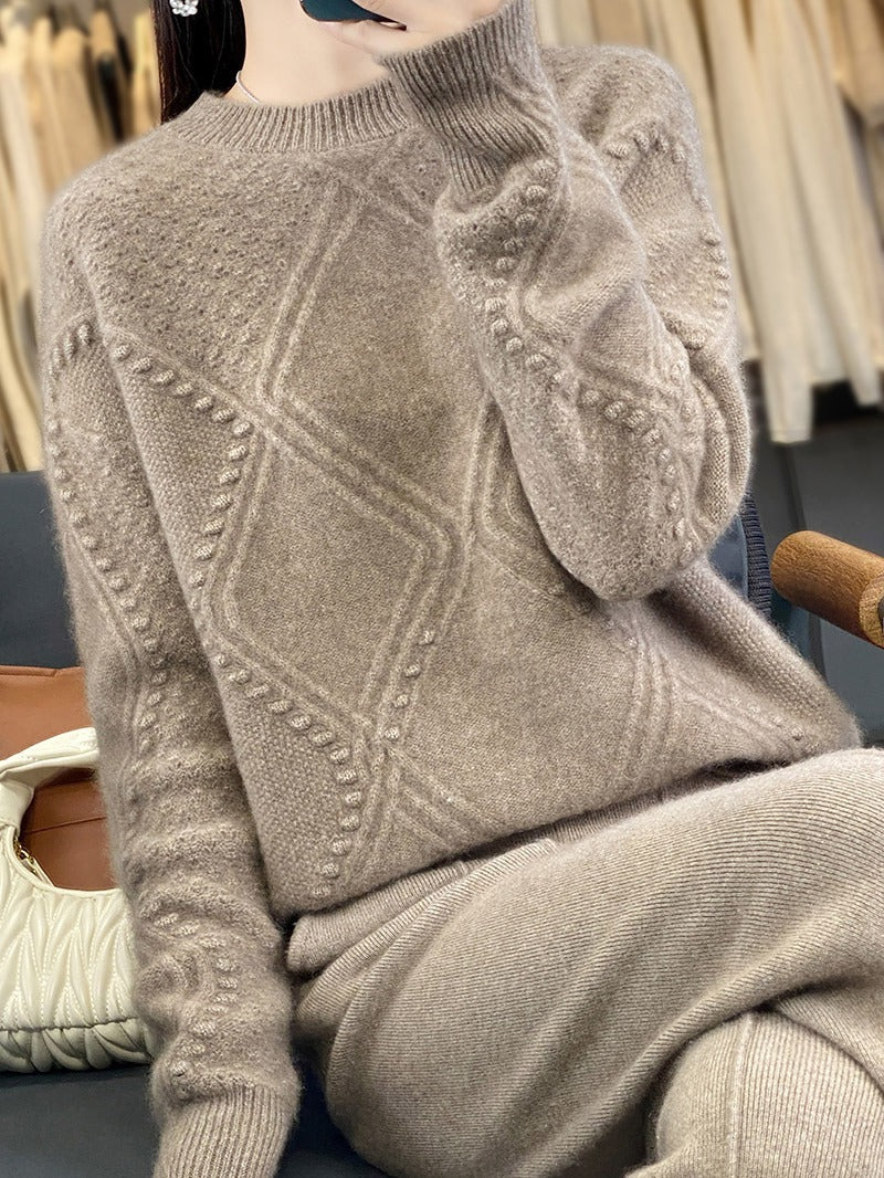 Damen Kuscheliger Mohair‑Look Oversize‑Pullover mit Rautenstruktur und Noppen‑Details Shop Nory