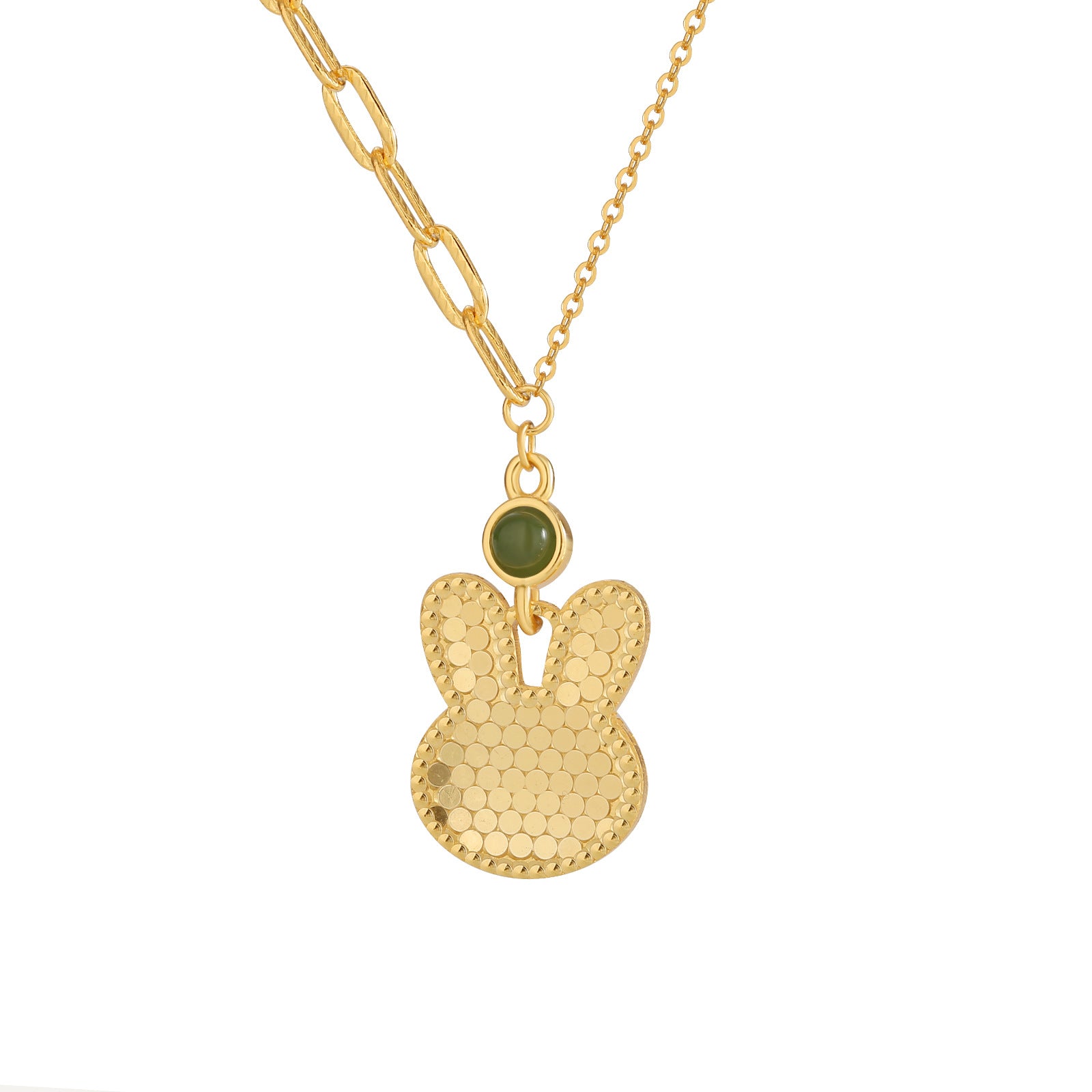 Damen Halskette mit lustigem Hasenanhänger und hochwertigem Edelstein Shop Nory