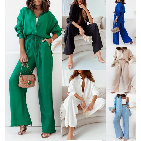 Damen Lockeres Satin-Optik Hemd- und Palazzo-Loungewear-Set mit asymmetrischem Saum Shop Nory