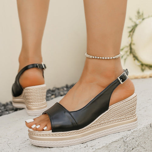Damen Wedge-Sandalen mit elastischem Riemendesign und komfortablem Fußbett