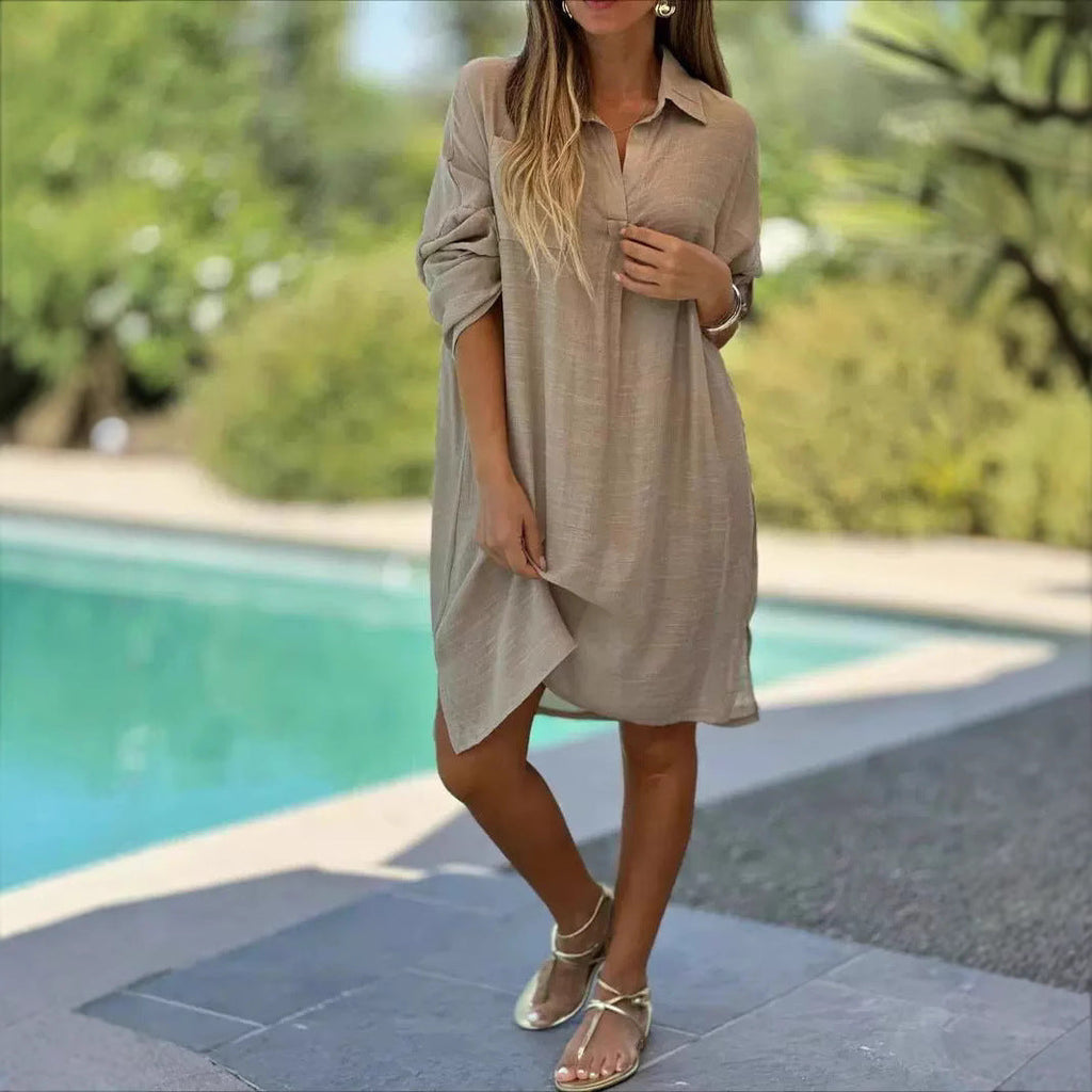 Damen Leichtes Hemdblusenkleid aus luftiger Baumwolle mit Knopfdetails