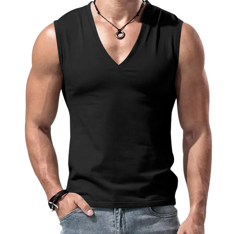Herren nan figurbetontes ärmelloses V-Ausschnitt Muskelshirt
