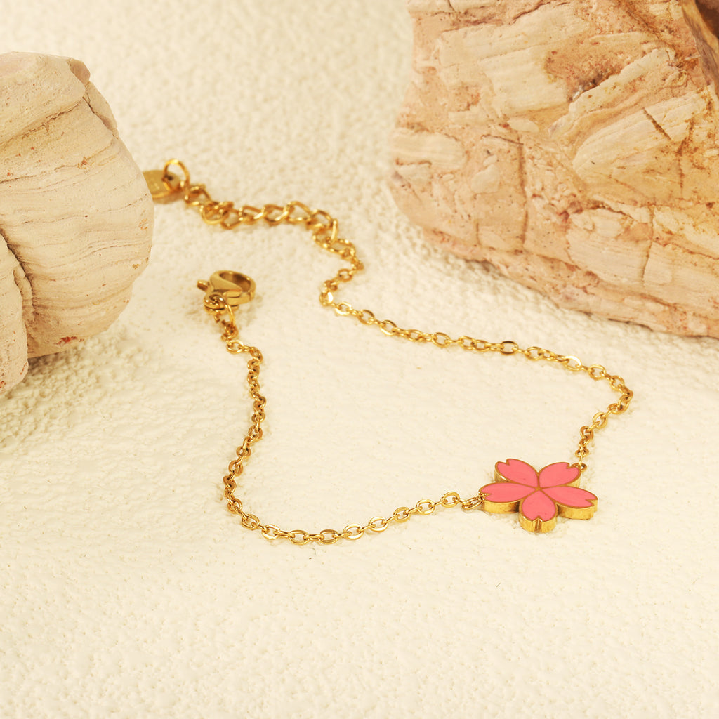 Damen elegante Armkette mit floralen Anhänger Shop Nory