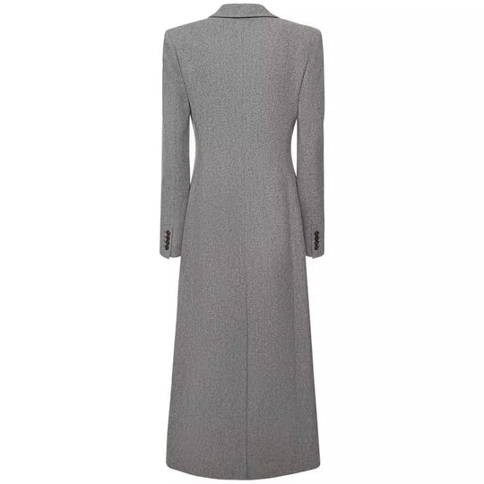 Damen Maxilanger Wollmix-Blazermantel mit markanter Schulterpartie Shop Nory