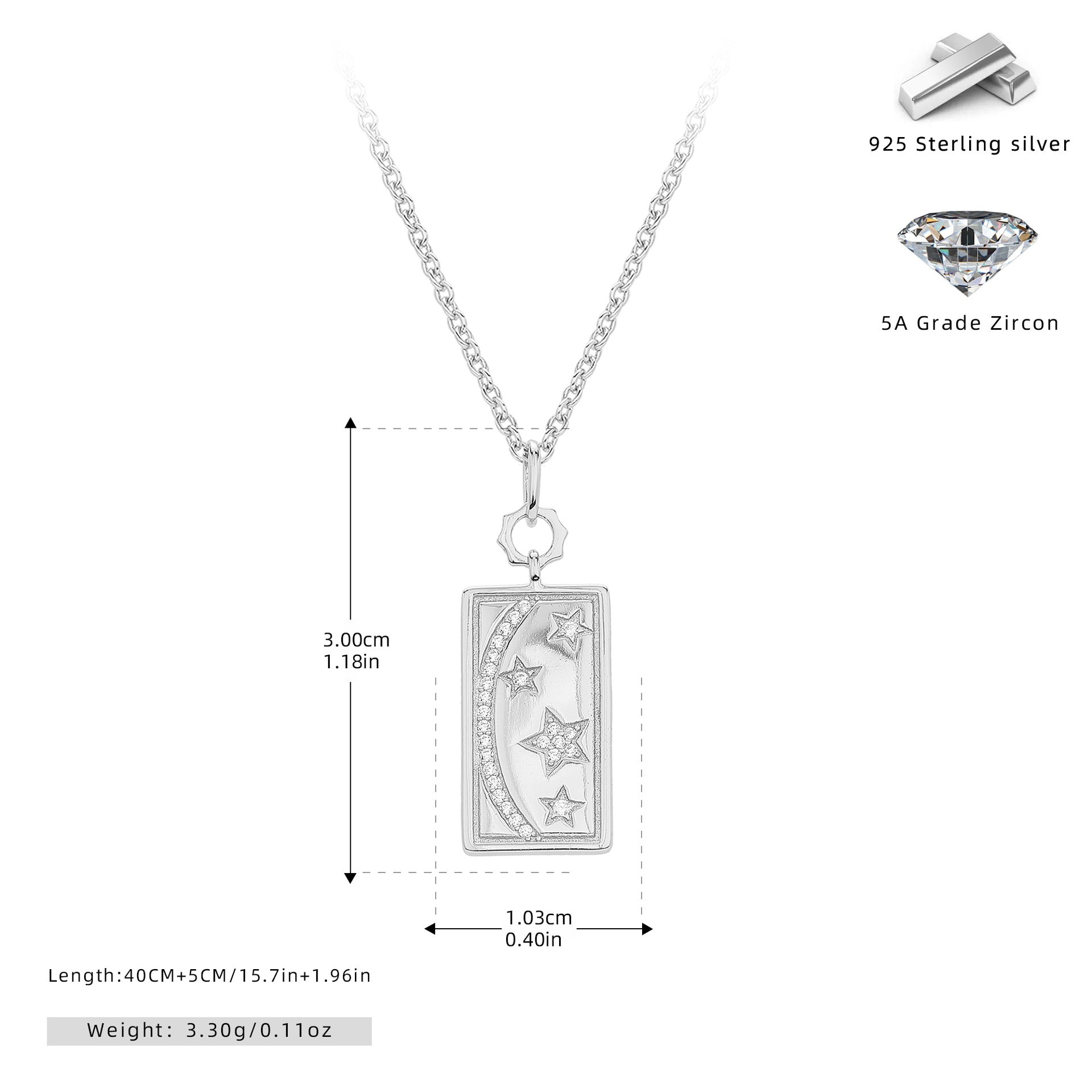 Damen Halskette mit schützendem Mond- und Sternenanhänger aus hochwertigem 925 Sterling Silber Shop Nory