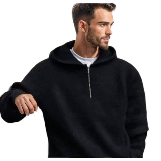 Herren Kapuzen-Halbzip-Pullover aus weichem Strukturstrick Shop Nory
