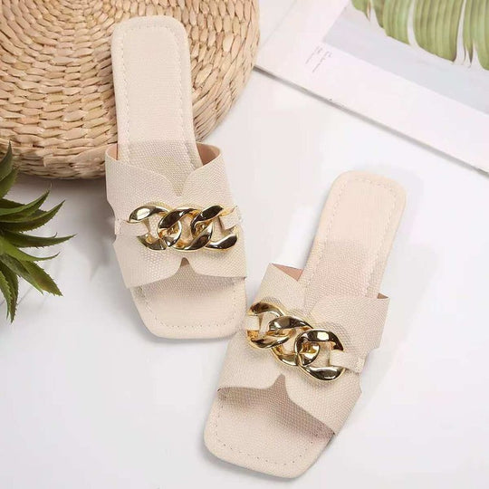 Damen Mules mit elegantem Kettendetail