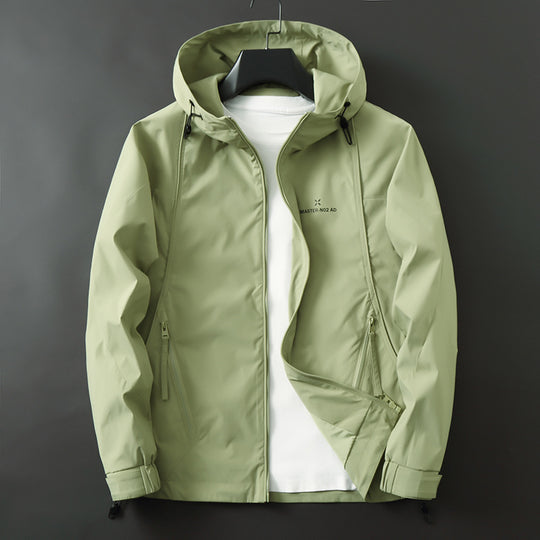 Herren Leichte wasserabweisende Softshell-Outdoorjacke mit Kapuze, versiegelten Nähten und Reißverschlusstaschen Shop Nory