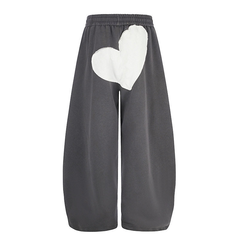 Damen weite Culotte-Sweathose mit elastischem Bund und Herz-Applikation Shop Nory