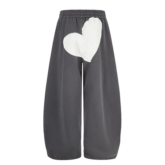 Damen weite Culotte-Sweathose mit elastischem Bund und Herz-Applikation Shop Nory