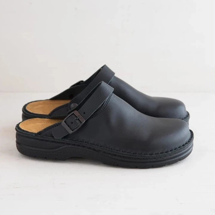 Damen Lederoptik-Pantolette mit verstellbarer Schnallenriemen und gepolstertem Komfortfußbett Shop Nory