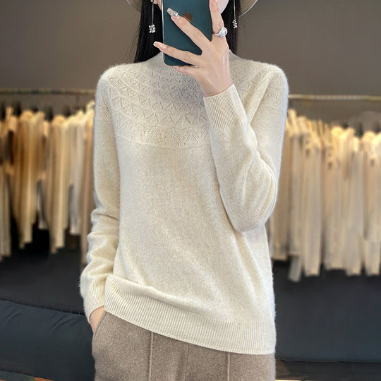 Damen Kuscheliger Mohair‑Optik Pullover mit Zierstruktur am Oberteil und Stehkragen Shop Nory