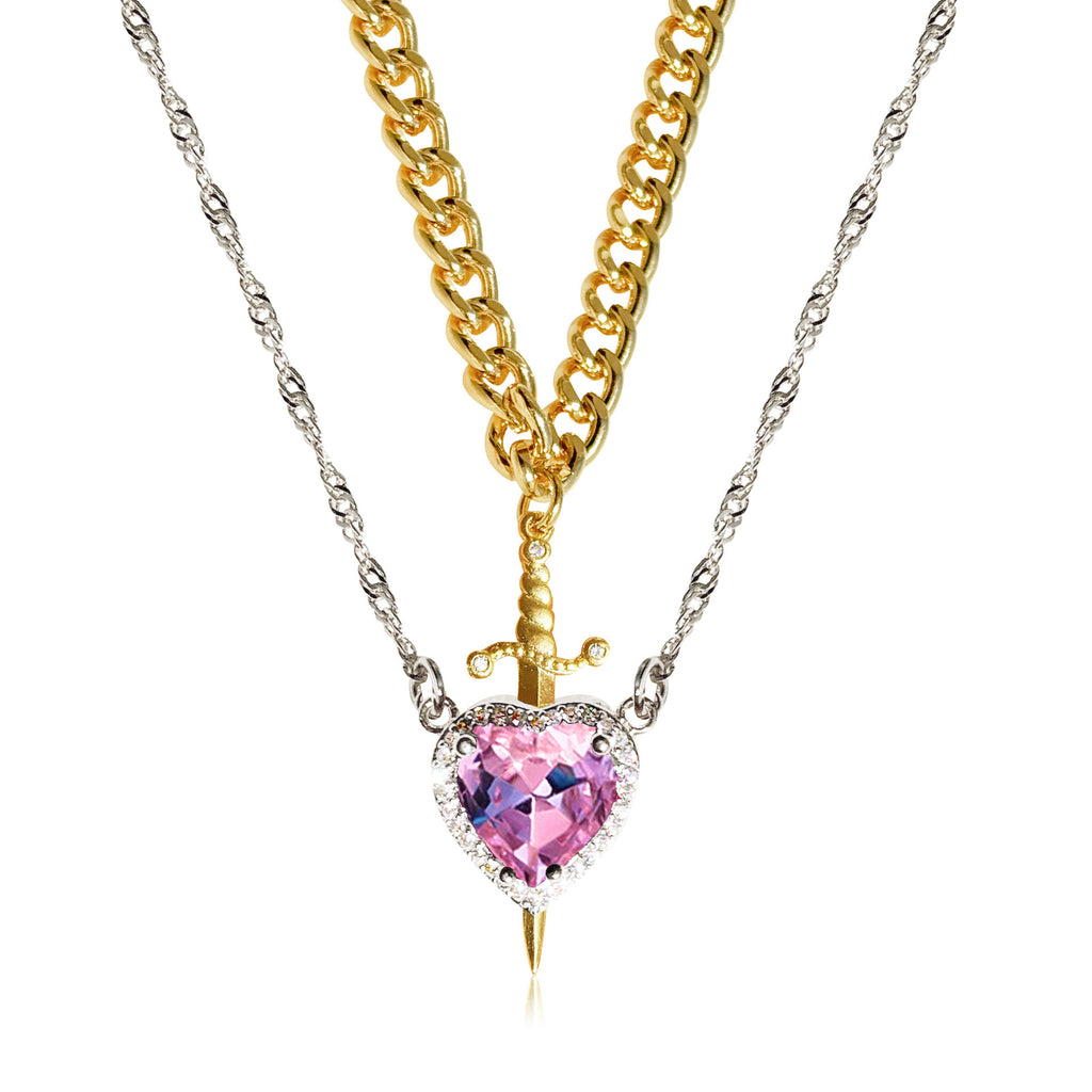 Damen Halskette mit herzförmigem Anhänger und künstlerischem Schwertdesign Shop Nory