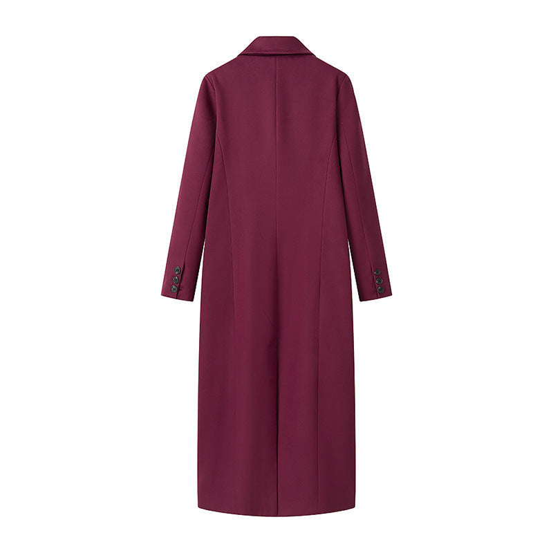 Damen Extra­langer Wollmix‑Mantel mit Doppelreihiger Knopfleiste, Reverskragen und Pattentaschen Shop Nory
