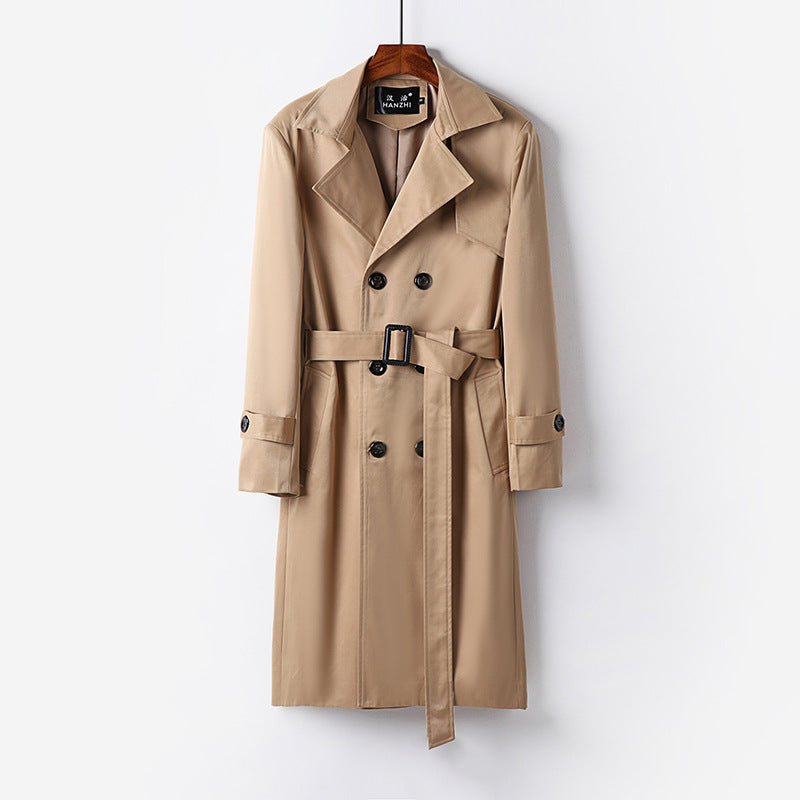 Herren Trenchcoat-Mantel mit doppelter Knopfleiste Taillengürtel und klassischem Revers Shop Nory