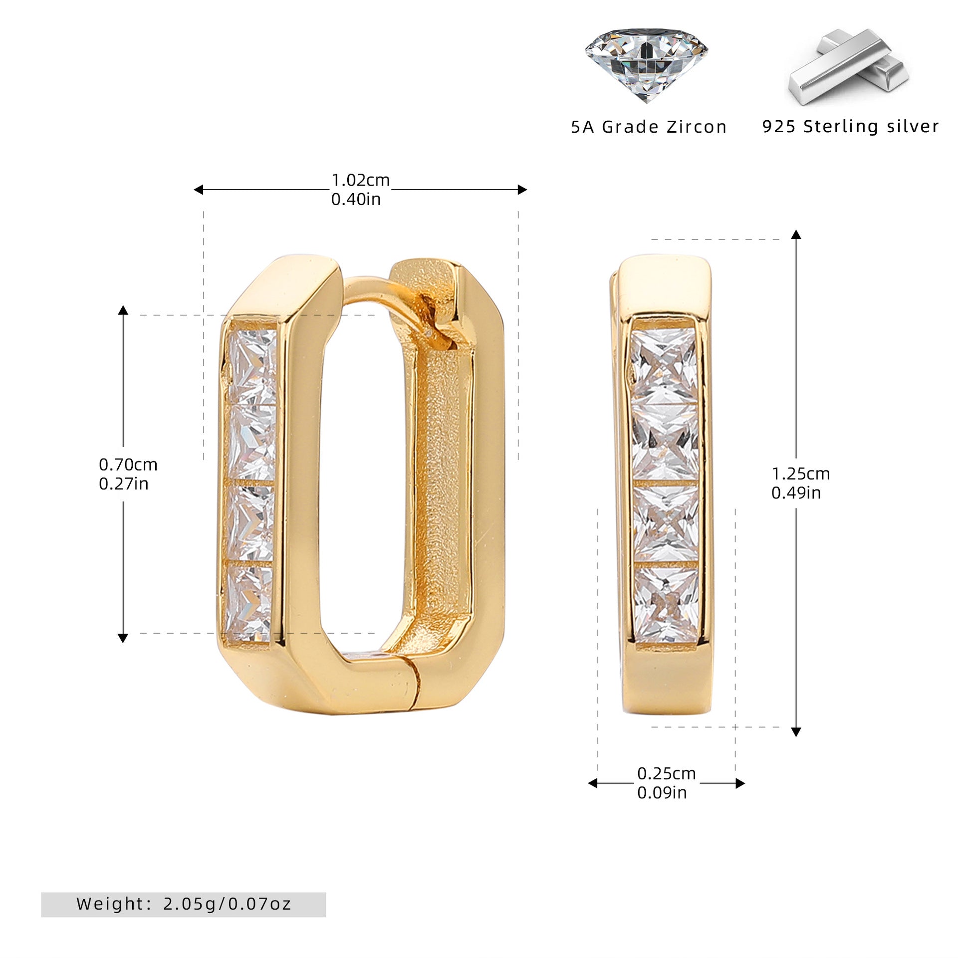 Damen Ohrcreolen mit glänzendem Zirkonbesatz aus hochwertigem 925 Sterling Silber Shop Nory