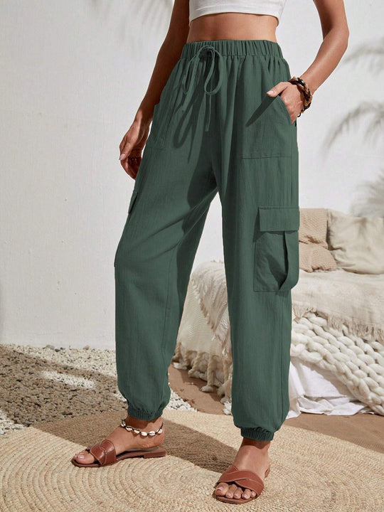Damen Cargo-Jogginghose mit elastischem Bund, Kordelzug und aufgesetzten Taschen Shop Nory