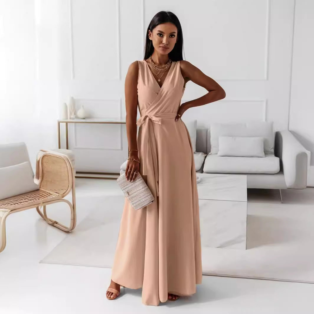 Damen Elegantes Wickel-Minikleid mit tiefem V-Ausschnitt und fließendem Stoff