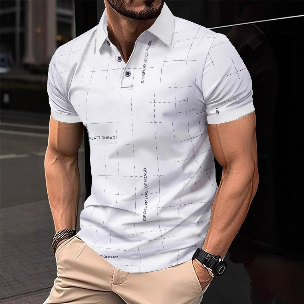 Herren Poloshirt mit modernem grafischen Druck und atmungsaktiven Eigenschaften