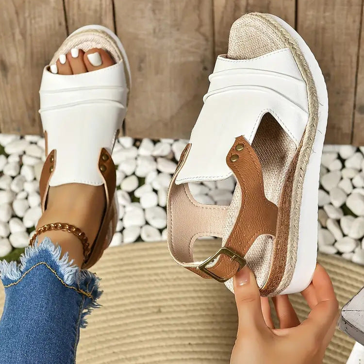 Damen Komfortable Plateau-Sandalen mit Riemen