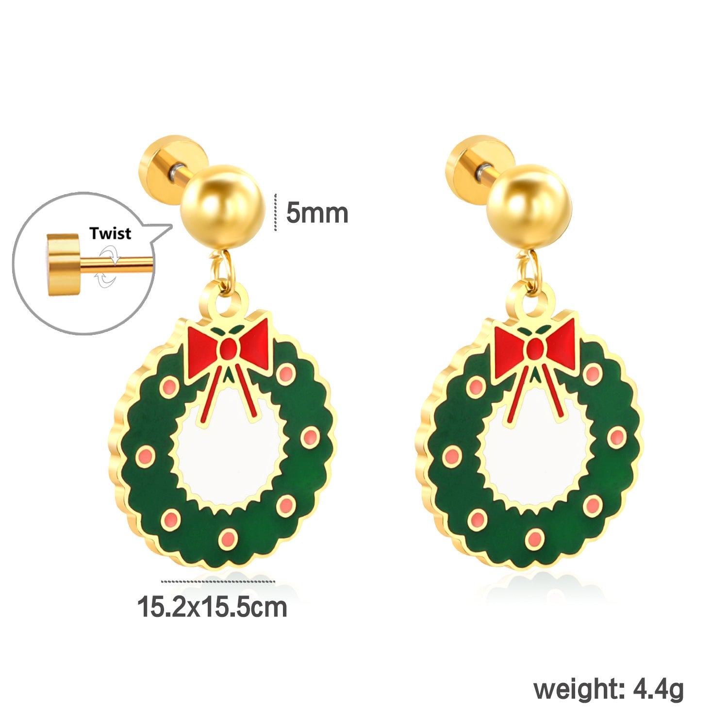 Damen Ohrhänger im festlichen Weihnachtskranz-Design Shop Nory