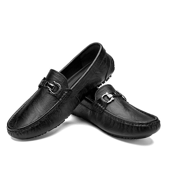 Herren eleganter Mokassin‑Loafer aus softem Kunstleder mit dekorativer Metallschnalle und profilierter Gummilaufsohle Shop Nory