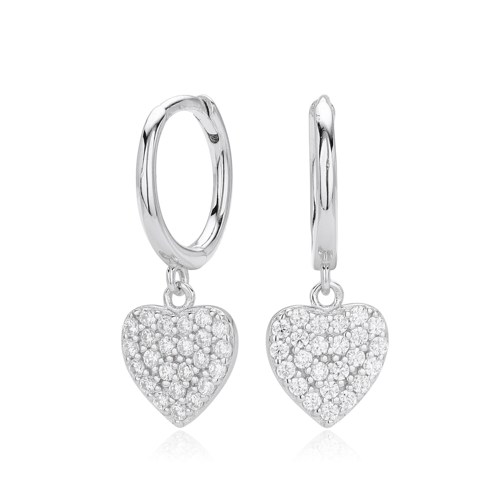 Damen Ohrhänger mit funkelnden Herzanhängern aus hochwertigem 925 Sterling Silber Shop Nory