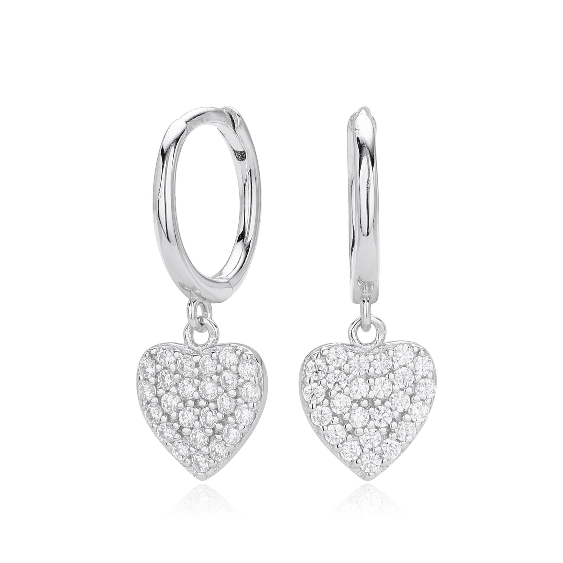 Damen Ohrhänger mit funkelnden Herzanhängern aus hochwertigem 925 Sterling Silber Shop Nory