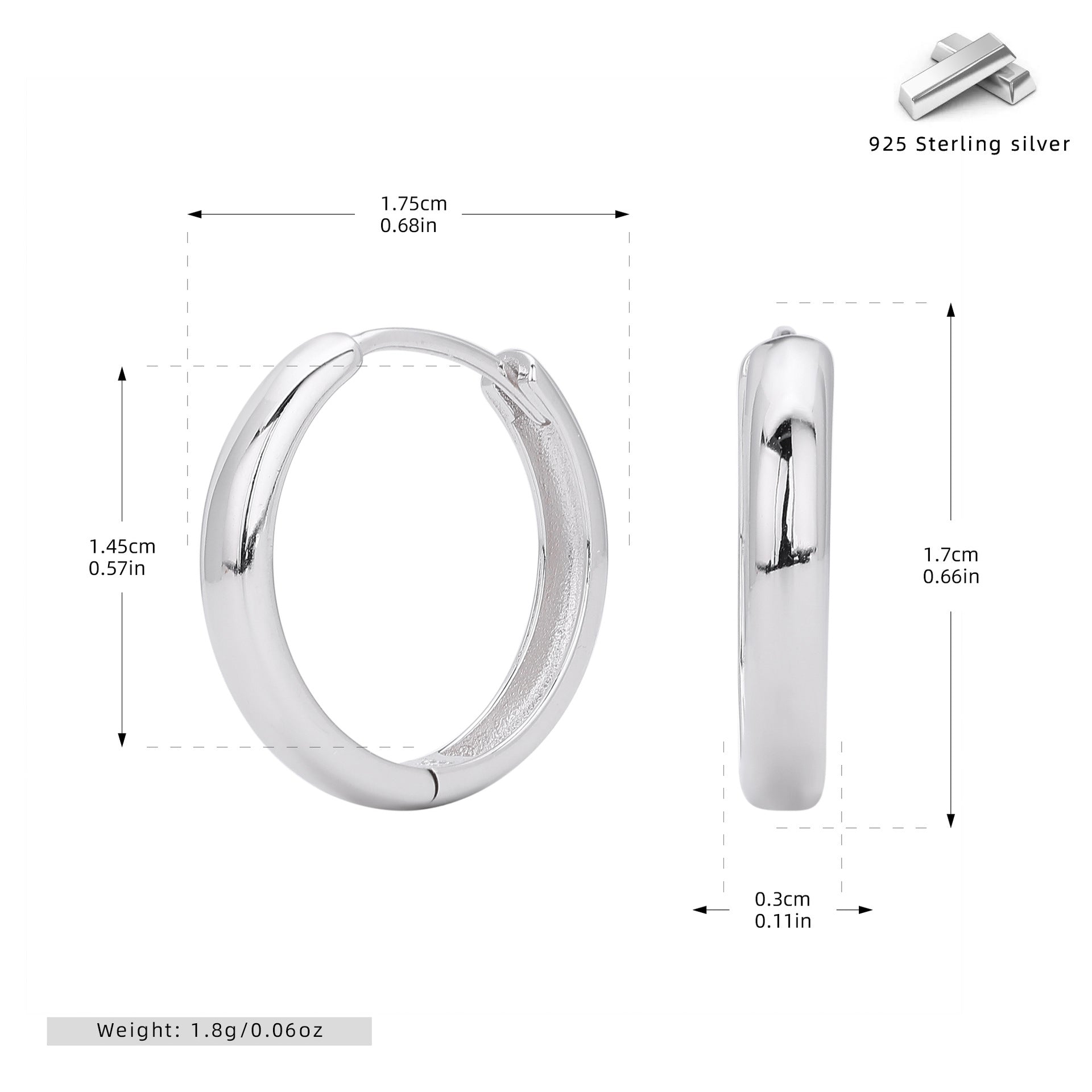 Damen Creolen mit poliertem Design aus hochwertigem 925 Sterling Silber Shop Nory