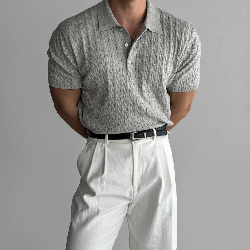 Herren Modisches Kurzarmstrickpoloshirt Shop Nory
