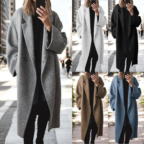 Damen Oversize-Longcoat aus Wollmix mit überschnittener Schulter und minimalistischer Knopfleiste Shop Nory