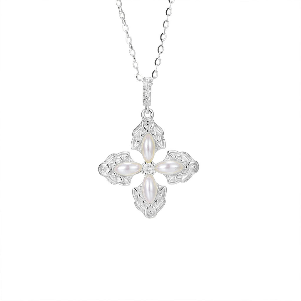 Damen elegante Halskette mit kunstvollem Kreuz-Anhänger Shop Nory