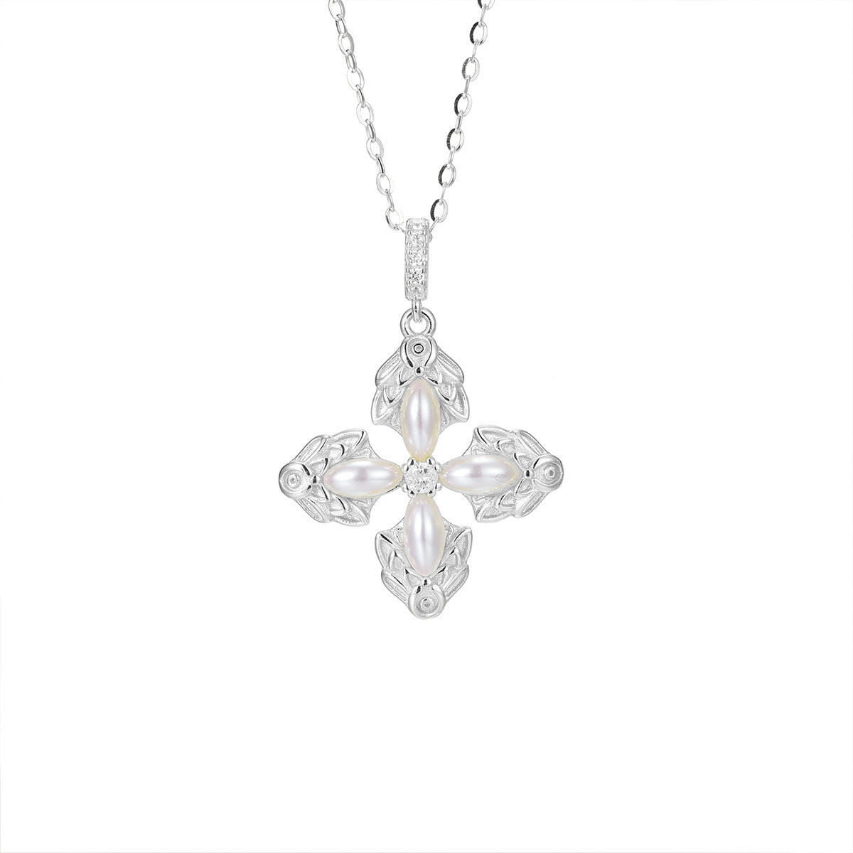 Damen elegante Halskette mit kunstvollem Kreuz-Anhänger Shop Nory