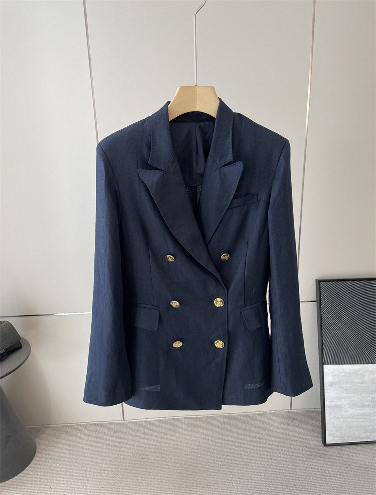 Damen Eleganter Doppelreiher Blazer mit Schmuckknöpfen Shop Nory