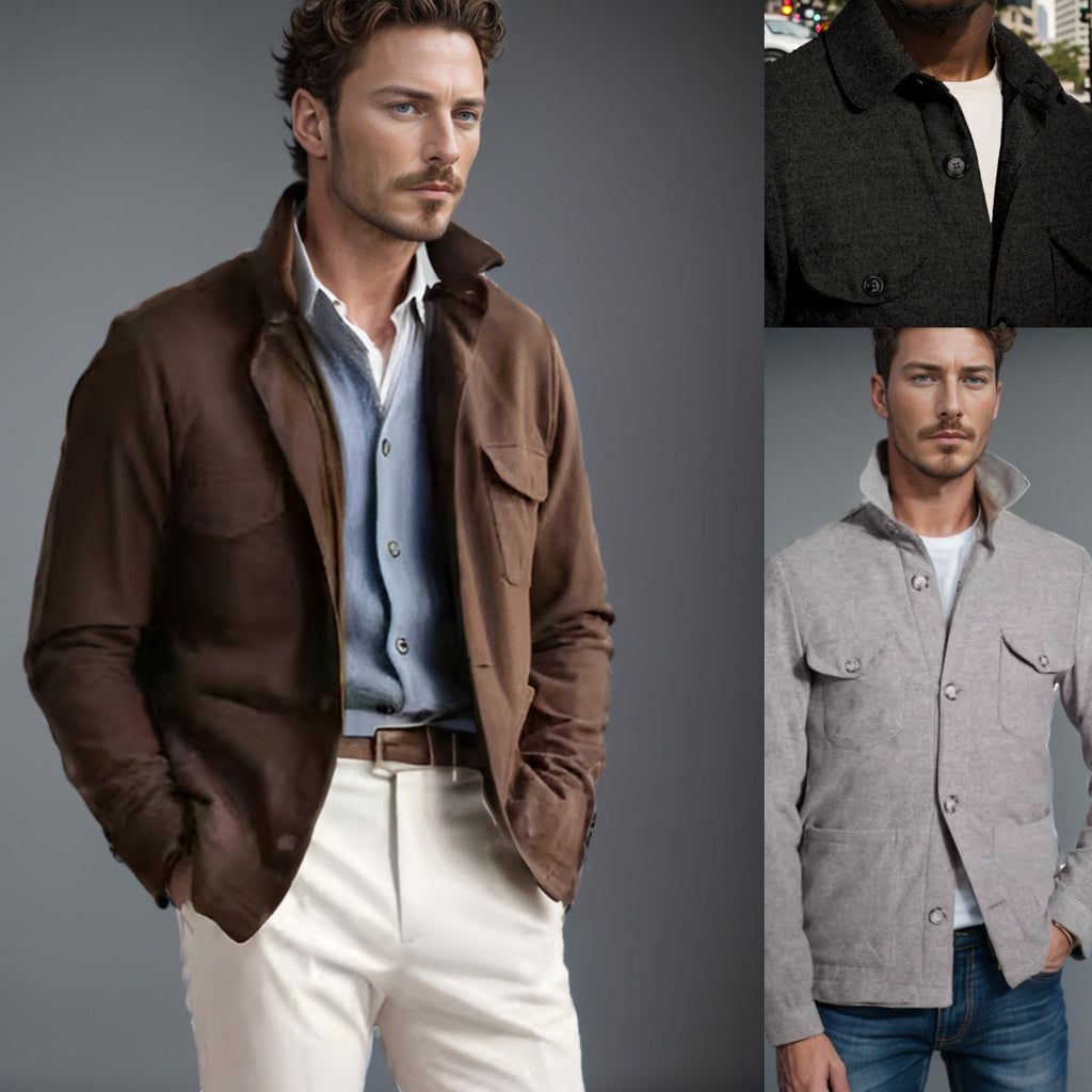 Herren praktische Jacke im schicken Utility-Stil mit hohen Kragen