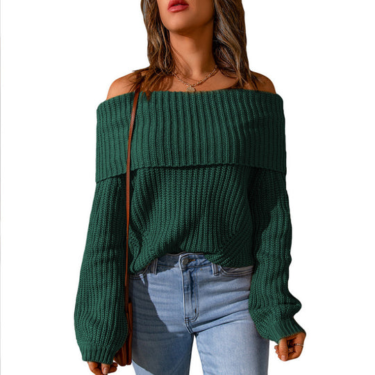 Damen nan weiter Off-Shoulder Grobstrickpullover mit überschnittener Schulterpartie und ballonärmeln Shop Nory