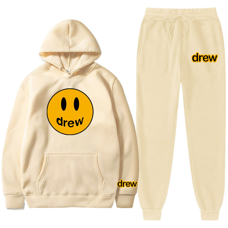 Unisex nan zweiteiliges Lounge-Set aus French-Terry mit Smiley-Print Kapuzenpullover und tapered Jogginghose Shop Nory