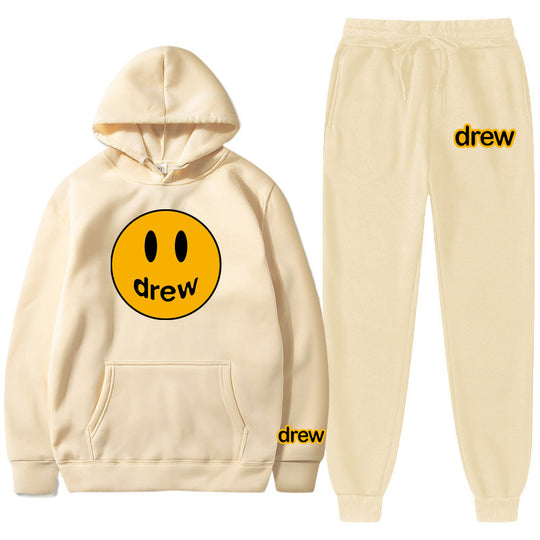 Unisex nan zweiteiliges Lounge-Set aus French-Terry mit Smiley-Print Kapuzenpullover und tapered Jogginghose Shop Nory