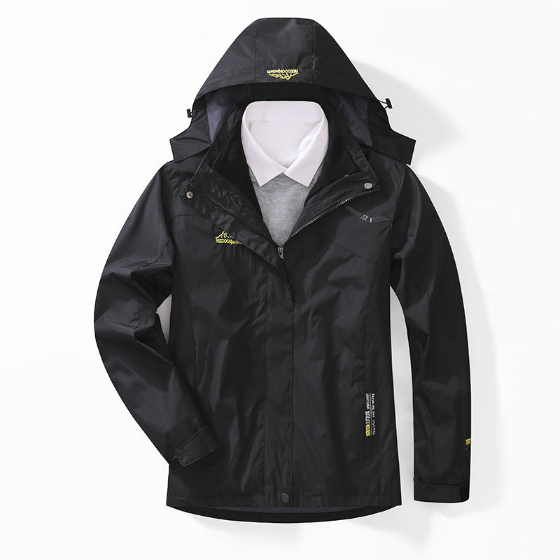 Herren zweilagige wasserdichte Outdoorjacke mit Fleecekragen und Kapuze Shop Nory