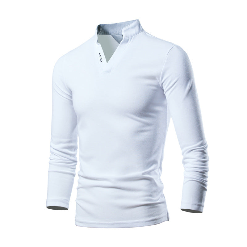 Herren Slim-Fit Langarmshirt mit Stehkragen, offenem V‑Ausschnitt und funktionalem Stretchmaterial Shop Nory